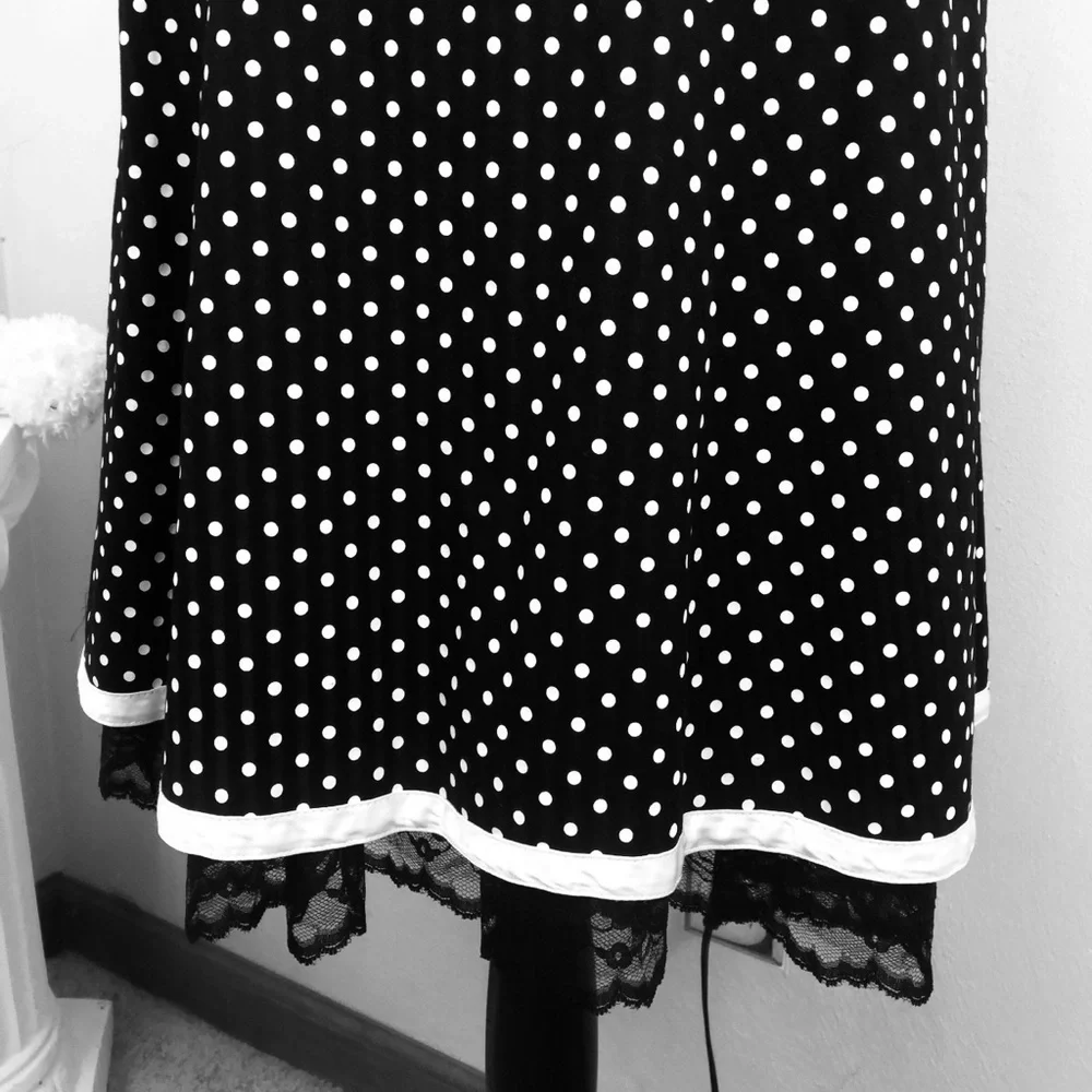 Vintage I. N. Black/White polka dots Dress Sz 3 - Picture 4 of 6